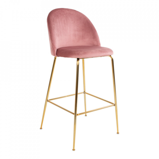 Scaun bar roz/auriu din catifea Lausanne House Nordic