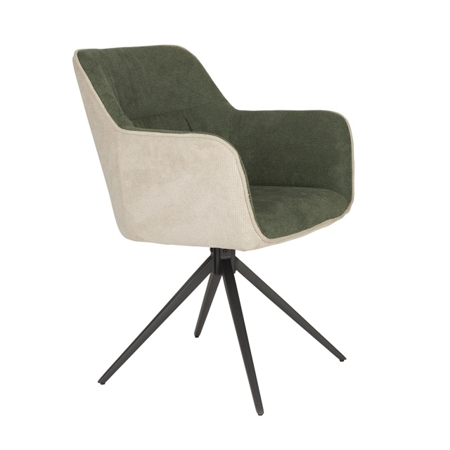 Scaun dining bej/verde din textil Daley The Home Collection