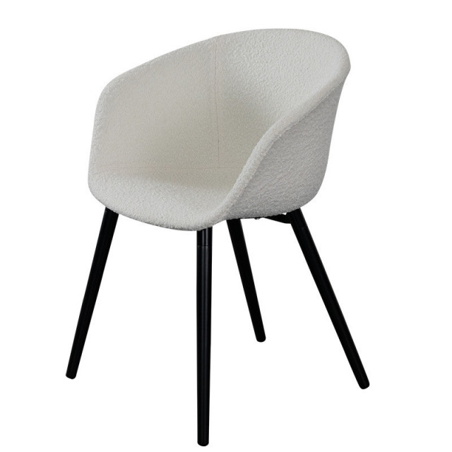 Scaun dining ecru din lemn de fag si poliester Emory LifeStyle Home Collection
