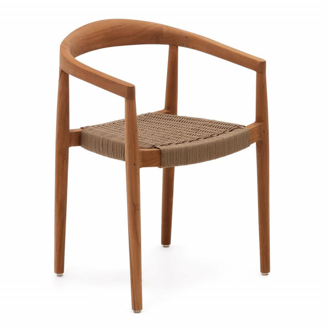 Scaun dining maro/bej din sfoara si lemn Ydalia Kave Home