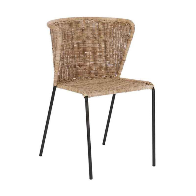 Scaun dining maro din ratan si otel Fantine Kave Home