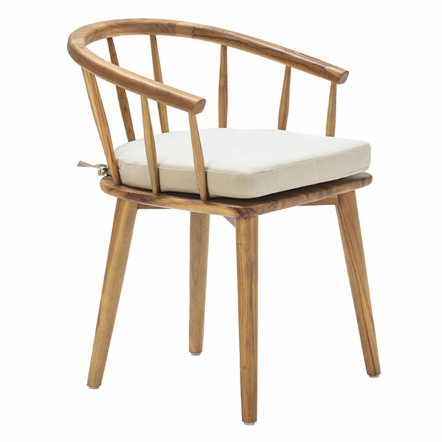 Scaun dining maro/gri din lemn de tec si bumbac Salma Thai Natura