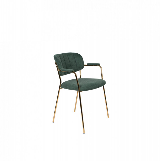 Scaun dining verde inchis/auriu din metal si material textil Jolien The Home Collection