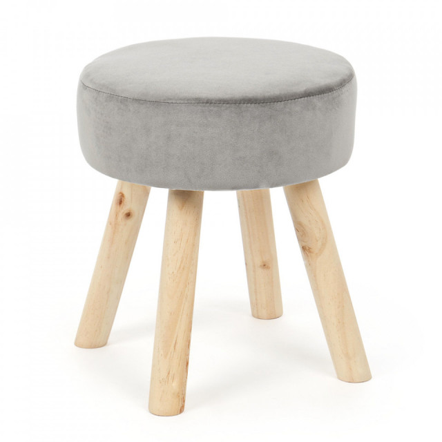 Scaunel gri/maro din catifea Adeline Bizzotto