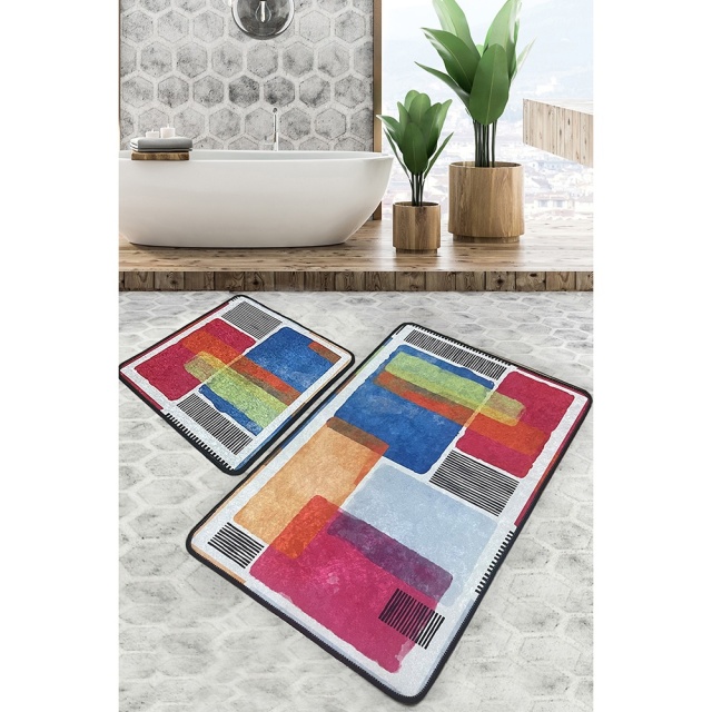 Set 2 covorase de baie multicolore din fibre sintetice Milora The Home Collection