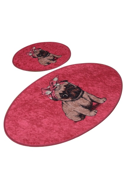 Set 2 covorase de baie roz din fibre sintetice Pug The Home Collection