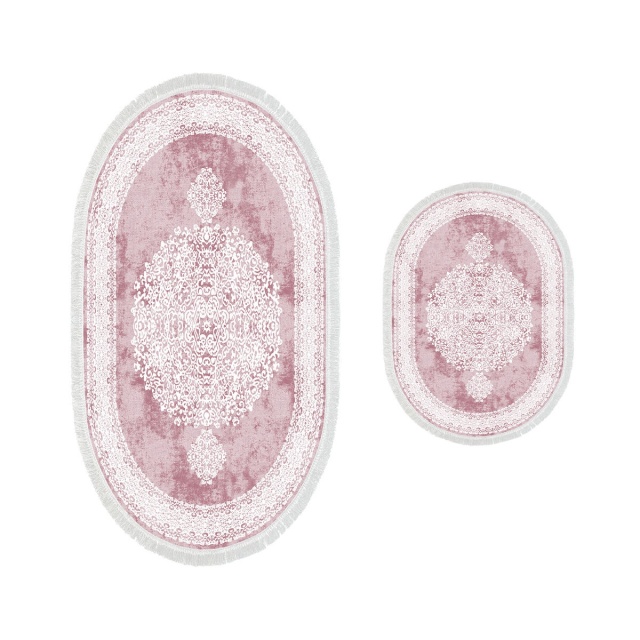 Set 2 covorase de baie roz pudra/multicolore din fibre sintetice Blakely The Home Collection