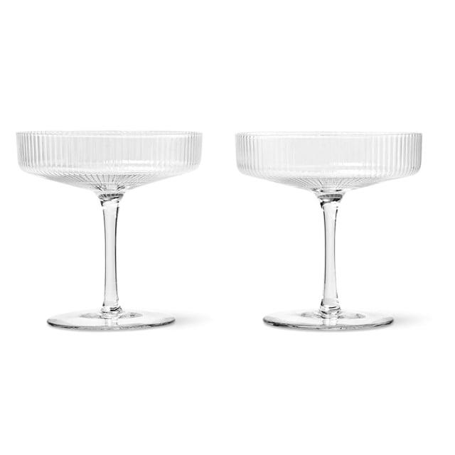 Set 2 pahare pentru sampanie transparente din sticla 150 ml Ripple Ferm Living