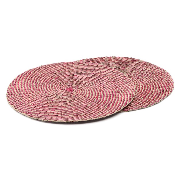 Set 2 protectii de masa rosii din fibre naturale 38 cm Rivela Kave Home