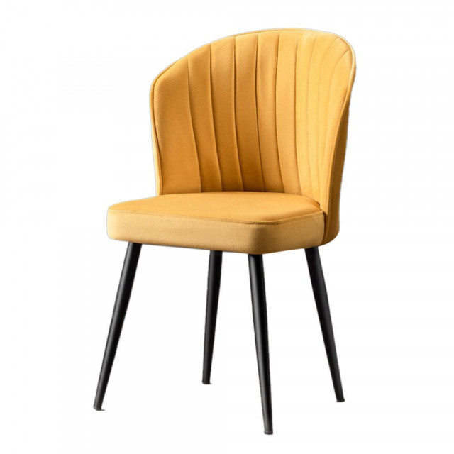 Set 2 scaune dining galbene/negre din textil Rubi The Home Collection