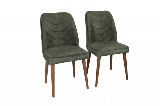 Set 2 scaune dining verde inchis/maro din catifea Dallas The Home Collection