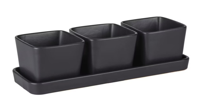 Set 3 boluri cu suport negru din ceramica 300 ml Snack Wenko