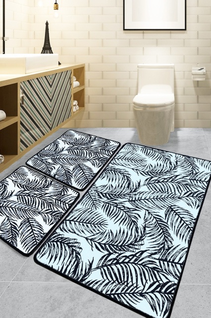 Set 3 covorase de baie multicolore din fibre sintetice Frond The Home Collection