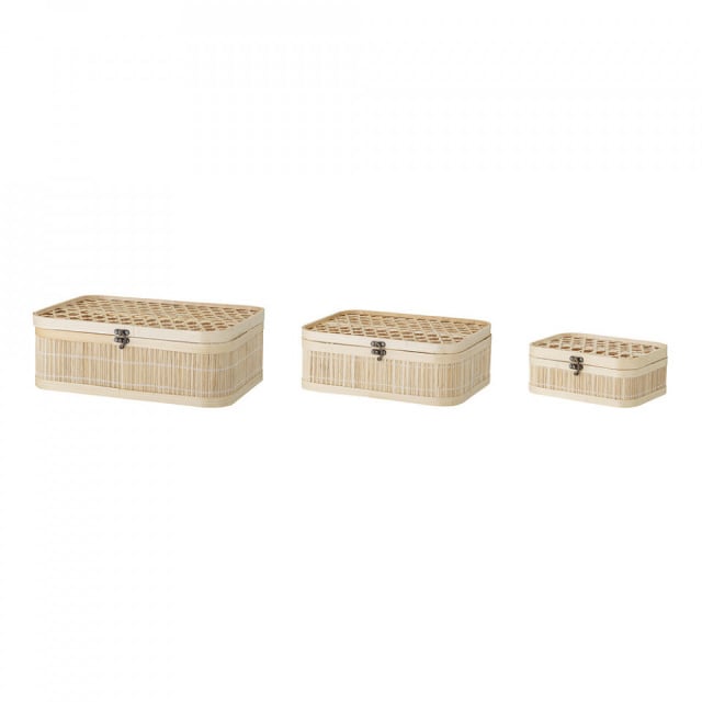 Set 3 cutii cu capac maro din bambus Jach Bloomingville
