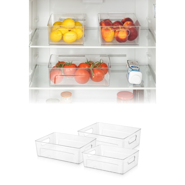 Set 3 organizatoare pentru frigider transparente din plastic Ak The Home Collection