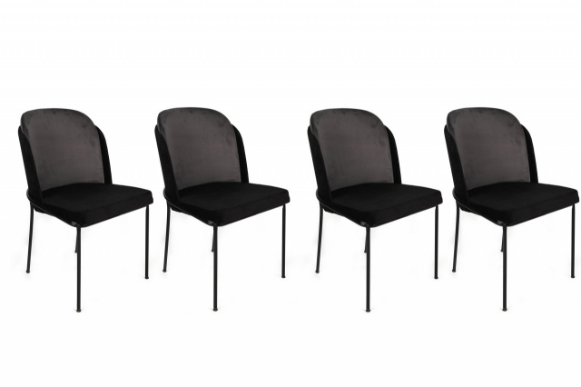 Set 4 scaune dining gri/negre din catifea Dore The Home Collection