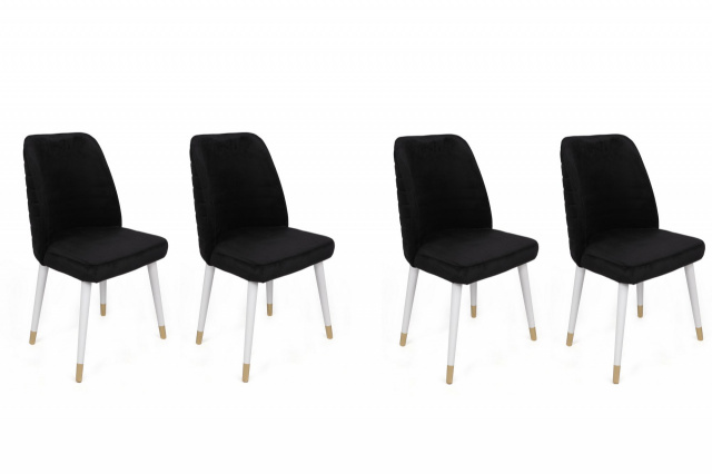 Set 4 scaune dining negre/albe din catifea Hugo The Home Collection