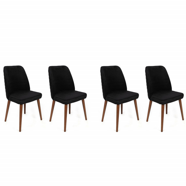 Set 4 scaune dining negre/maro din catifea Tutku The Home Collection