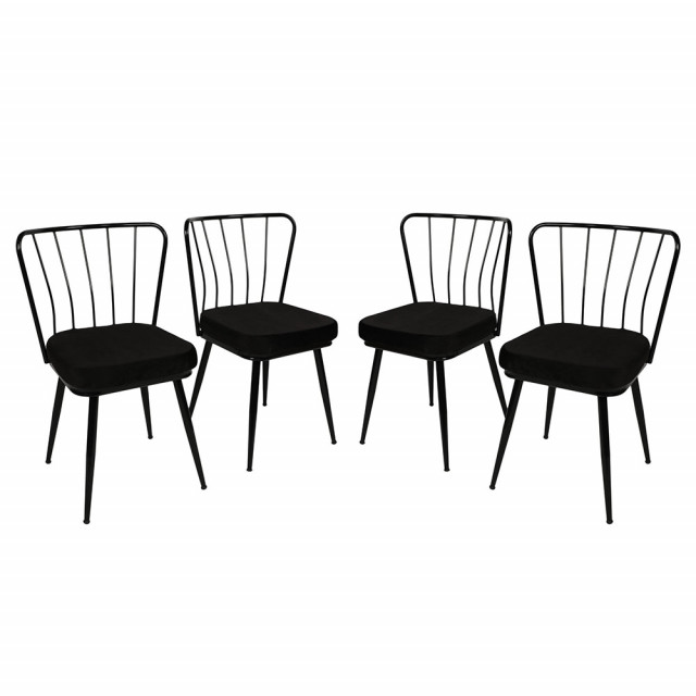 Set 4 scaune dining negru din catifea Yildiz The Home Collection
