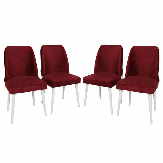 Set 4 scaune dining rosii/negre din catifea Nova The Home Collection