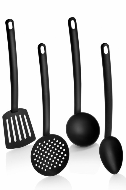 Set 4 ustensile pentru bucatarie negre din plastic Foresta The Home Collection