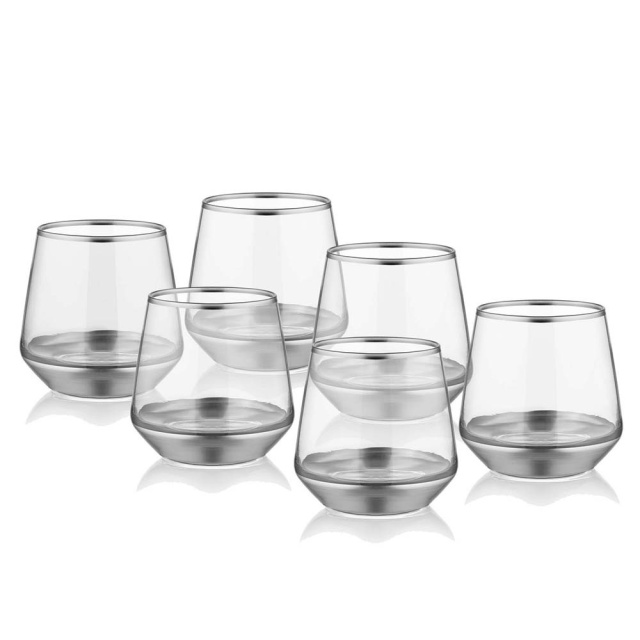 Set 6 pahare argintii din sticla 250 ml Columbia The Home Collection