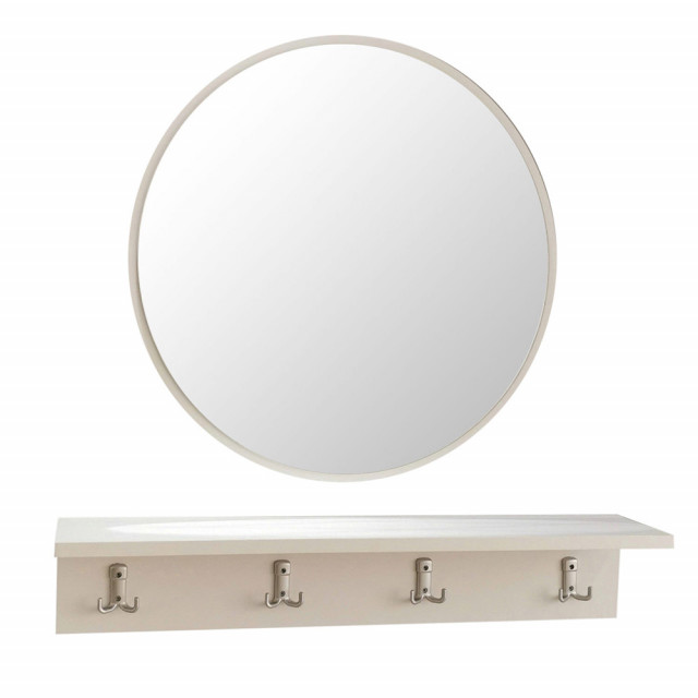 Set oglinda cu raft alb din lemn Vik The Home Collection