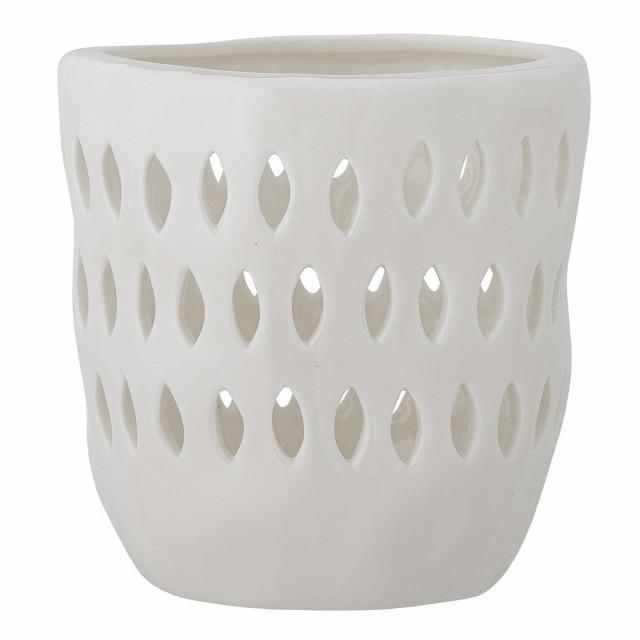 Suport lumanare alb din ceramica 10 cm Matil Bloomingville