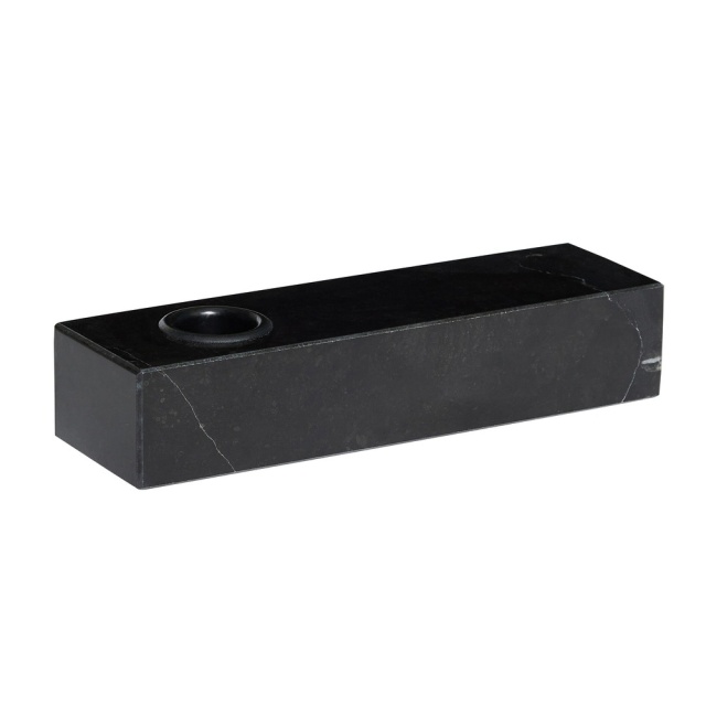 Suport lumanare negru din marmura 3 cm Brick Hubsch