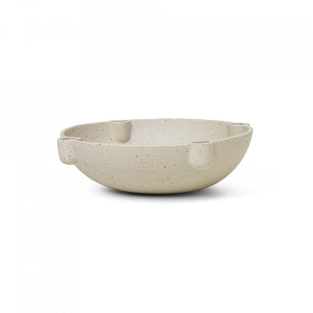 Suport lumanari bej nisipiu din ceramica 6,8 cm Bowl Avi Ferm Living