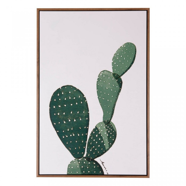 Tablou alb/verde din MDF si polistiren 40x60 cm Cactus Somcasa