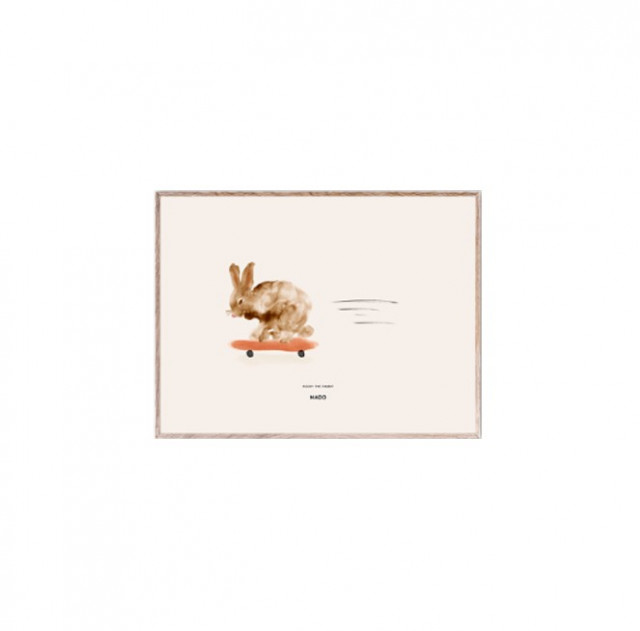 Tablou cu rama din lemn de stejar 30x40 cm Rocky the Rabbit Paper Collective