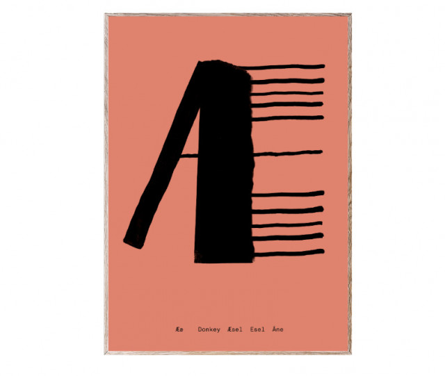Tablou negru/portocaliu cu rama din lemn 30x40 cm AE-Alphabet Spaghetti Letter Paper Collective