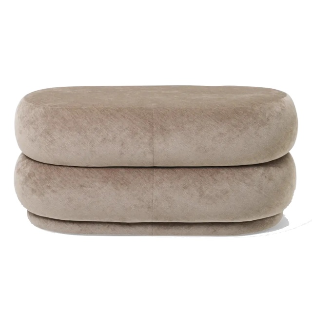 Taburet oval bej din catifea 48x87 cm Faded Ferm Living