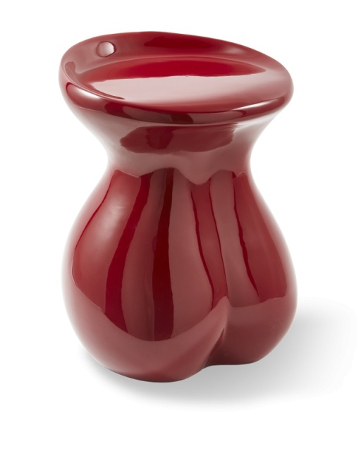 Taburet oval rosu burgund din plastic 38x43 cm Body Pols Potten