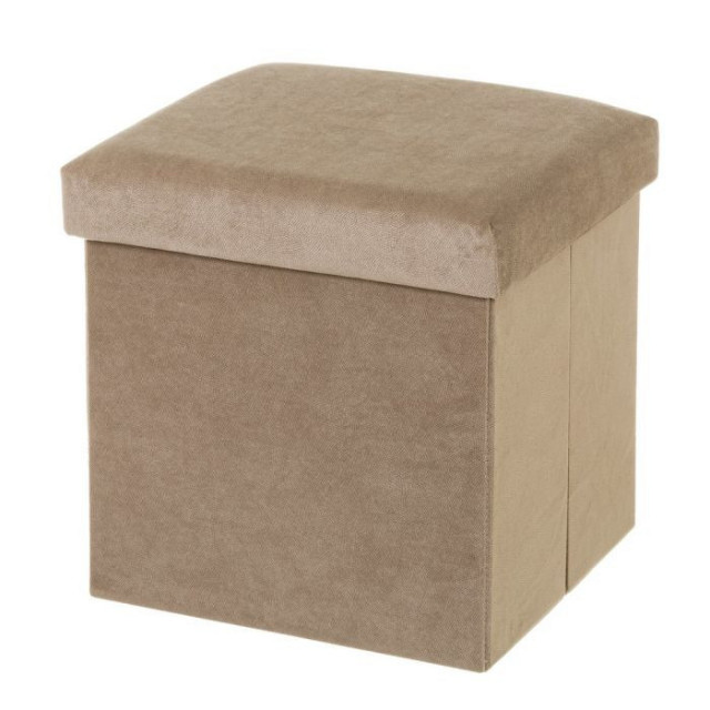 Taburet patrat grej din MDF si catifea 38x38 cm Tucker The Home Collection
