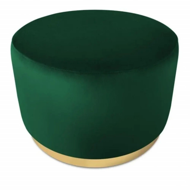 Taburet rotund verde/auriu din catifea 62 cm Goct Besolux