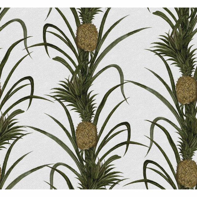Tapet alb din hartie cu fibre de nailon Pineapple Rebel Walls