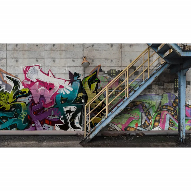 Tapet multicolor din hartie cu fibre de nailon Stairway Graffiti Style Rebel Walls