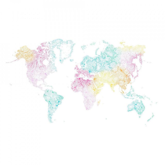 Tapet multicolor din hartie World Map Sandberg