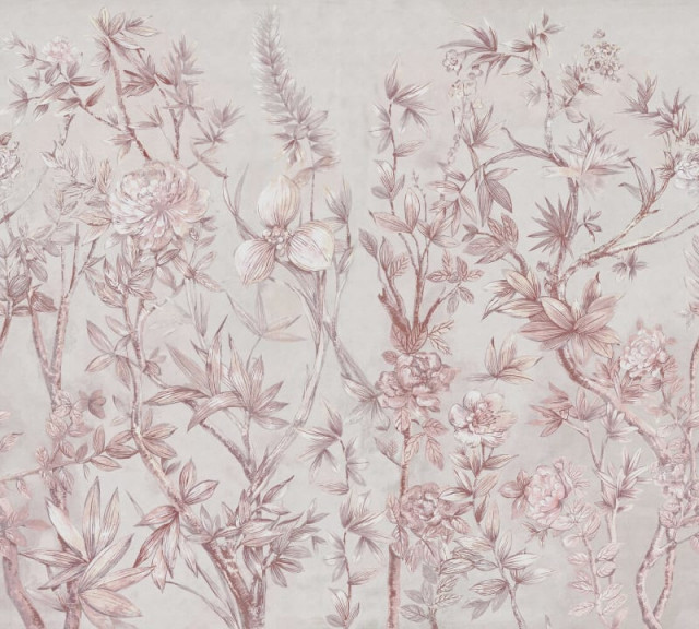 Tapet roz din hartie cu fibre de nailon Silk Floral Rebel Walls