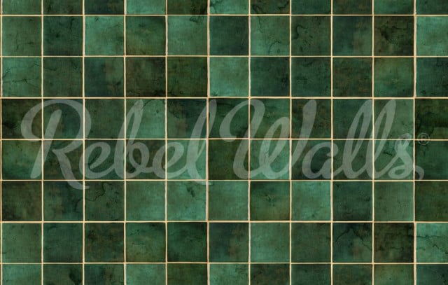 Tapet verde/auriu din hartie cu fibre de nailon Ceramic Tiles Rebel Walls