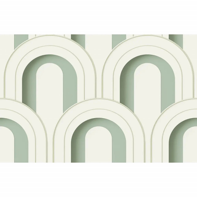 Tapet verde din hartie cu fibre de nailon Arch Deco Bijou Rebel Walls