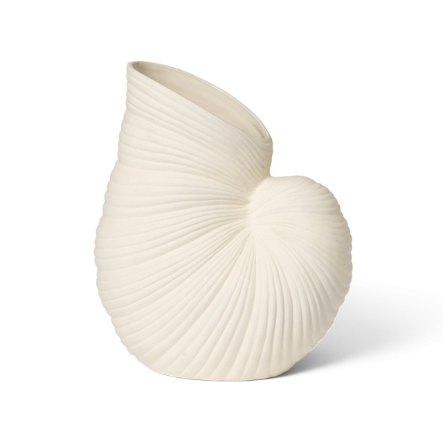 Vaza alba antic din ceramica 27 cm Shell Ferm Living