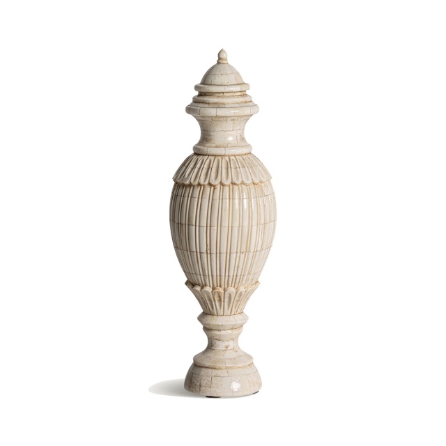 Vaza decorativa cu capac ivorie din fibre naturale 33 cm Jarek Vical Home