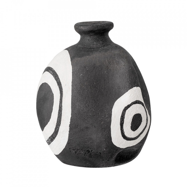 Vaza decorativa neagra/alba din ceramica 14 cm Mika Bloomingville