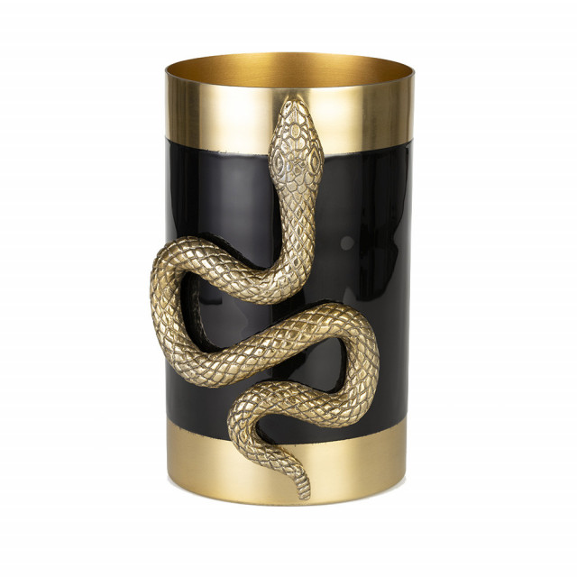 Vaza neagra/aurie din aluminiu 26 cm Never Heart a Snake Bold Monkey