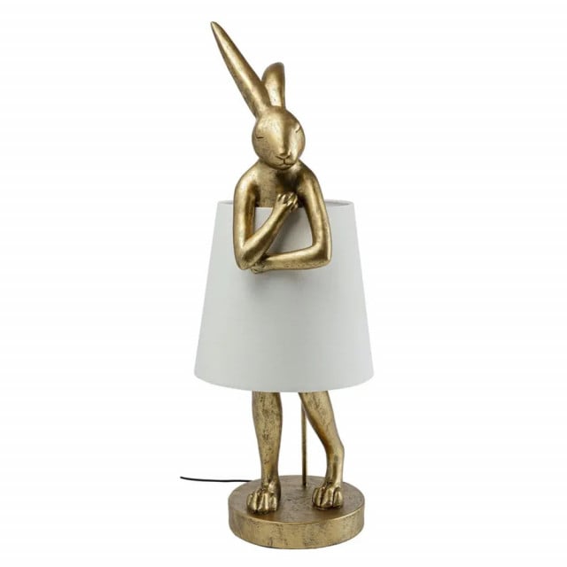 Veioza aurie/alba din bumbac 88 cm Rabbit Kare