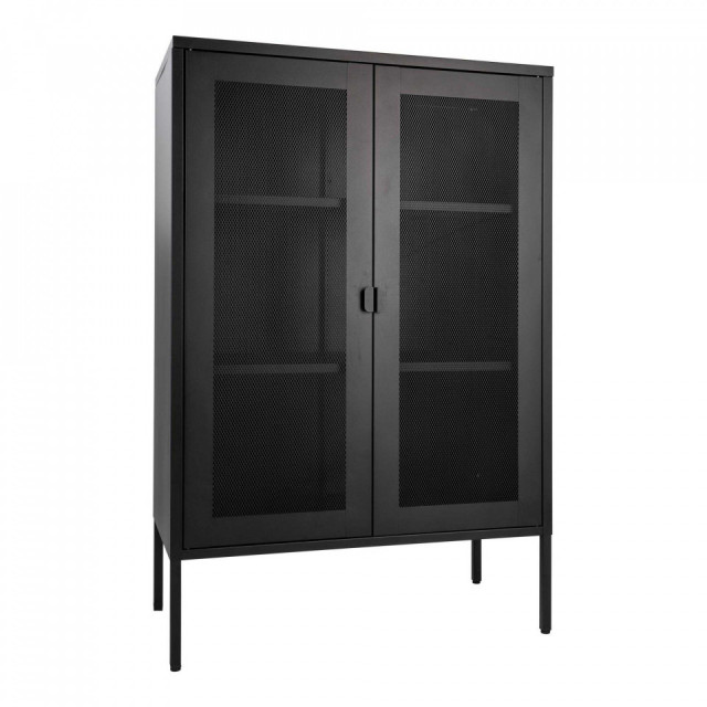 Vitrina neagra din sticla si otel 120 cm Melbourne House Nordic