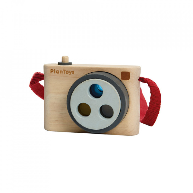 Aparat foto de joaca multicolor din lemn Snap Camera Plan Toys